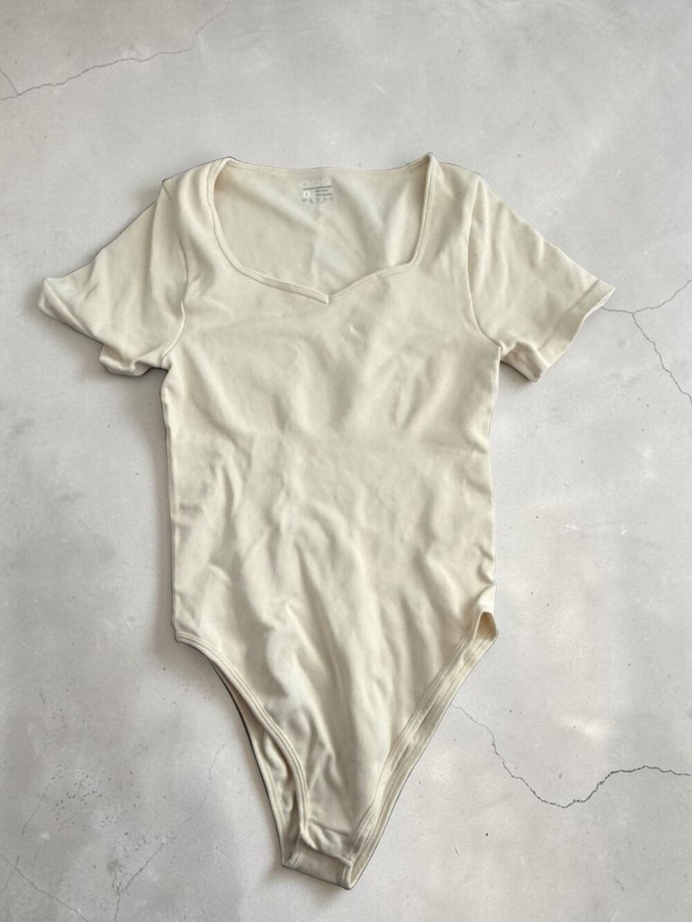 OQQ Cream Stretch Bodysuit Size Large Womens